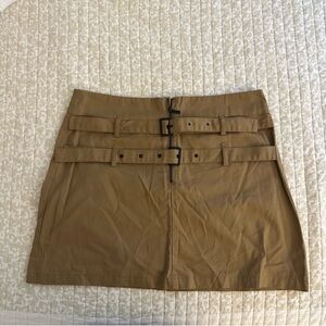 Zara Tan Double-Belt Mini Skirt